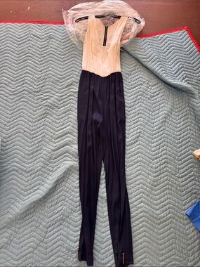 Alice + Olivia Two-Tone Sleeveless Crossover Jumpsuit in Cream & Navy